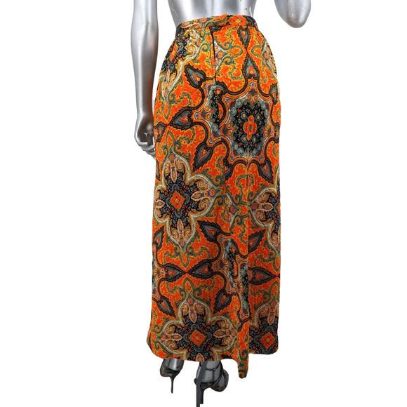 Vintage 1970's QUILTED MAXI SKIRT ~ Bright Psychedelic Mandala Design ~ XX-SMALL - Picture 5 of 7